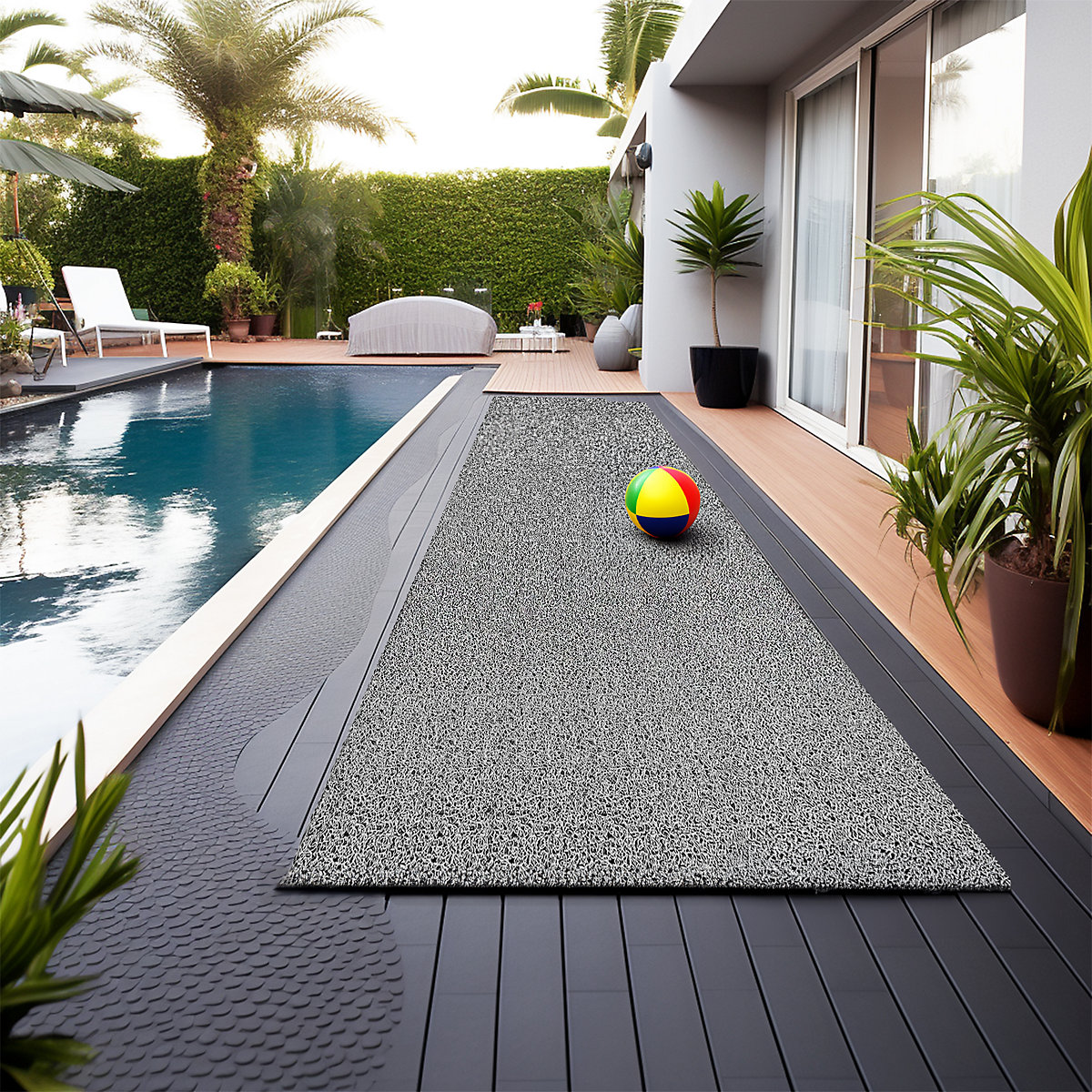 Swimming pool mats for hotel and resort pool areas